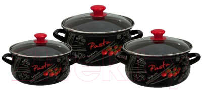 Набор кастрюль КМЗ Болоньезе 1 Экстра (3шт, черный) - фото