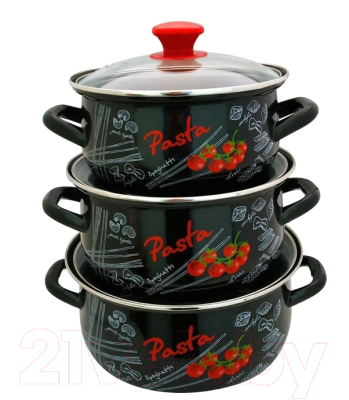 Набор кастрюль КМЗ Болоньезе 1 Экстра (3шт, черный)