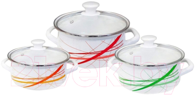 Набор кастрюль КМЗ График 1 Экстра (3шт, белый) - фото