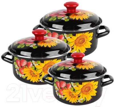 Набор кастрюль КМЗ Даша 1 (3шт, коричневый) - фото