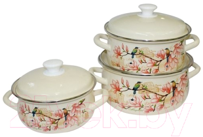 Набор кастрюль КМЗ Круиз 1 (3шт, слоновая) - фото