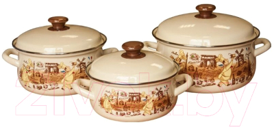 Набор кастрюль КМЗ Мастер Шеф 1 (3шт, кремовый)