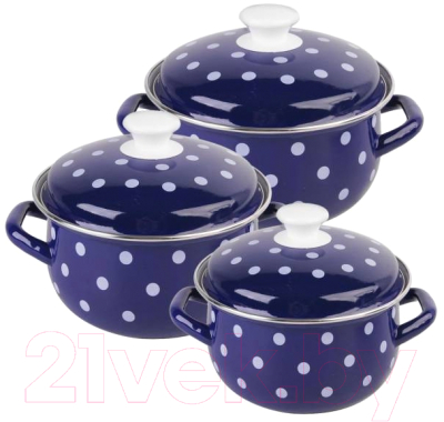 Набор кастрюль КМЗ Моника 3 1 (3шт, цветной) - фото