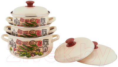 Набор кастрюль КМЗ Римские каникулы 1 (3шт, белый)