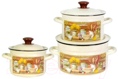 Набор кастрюль КМЗ Сельский мотив 1 - фото