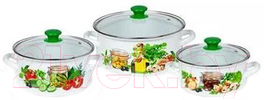 Набор кастрюль КМЗ Сицилия 1 Экстра (3шт, белый) - фото