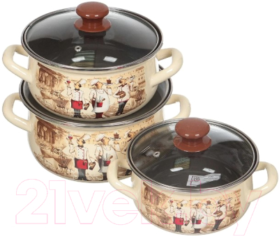 Набор кастрюль КМЗ Сомелье Экстра (3шт, слоновая) - фото