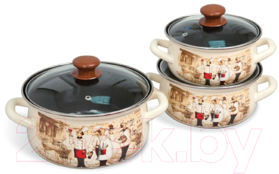Набор кастрюль КМЗ Сомелье Экстра (3шт, слоновая)