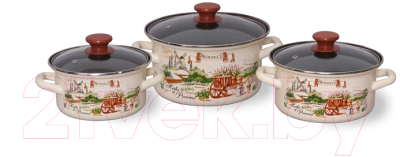 Набор кастрюль КМЗ Травы Прованса 1 Экстра (3шт, слоновая)