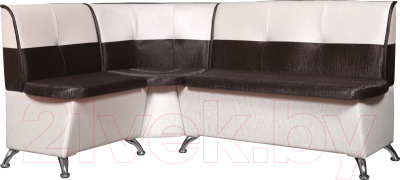 Уголок кухонный мягкий Анмикс Новара левый (кожзам темно-коричневый/бежевый) - фото