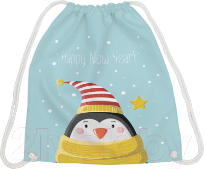 Мешок для обуви JoyArty Пингвин в новогоднюю ночь / bpa_290615 - фото