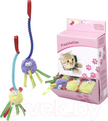 Игрушка для кошек EBI Пушистик с лентами на пружинке / 409/424339 - фото