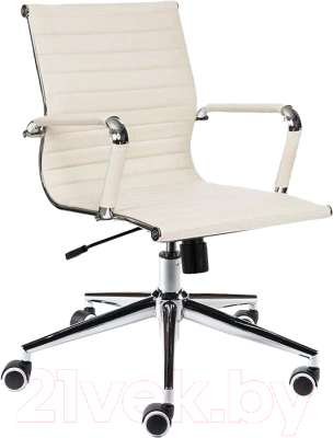 Кресло офисное Norden Техно LB / HA-100-70-5 (хром/экокожа слоновая кость) - фото