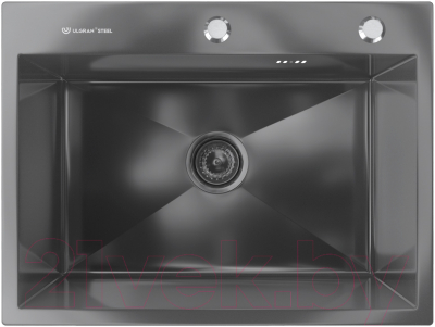 Мойка кухонная Ulgran Stell 60x45 (черная брашированная сталь) - фото