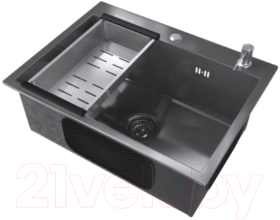 Мойка кухонная Ulgran Stell 60x45 (черная брашированная сталь)