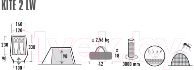 Палатка High Peak Kite2 LW / 10343 (Pesto/красный)