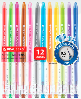 Набор гелевых ручек Brauberg Diamond / 143377 - фото