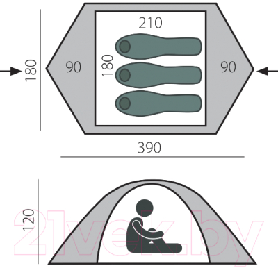 Палатка BTrace Vang 3 / T0480 (зеленый/бежевый)