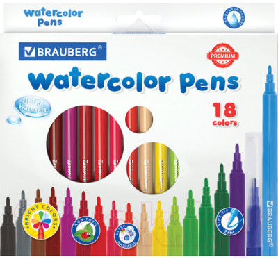 Фломастеры Brauberg Premium ультрасмываемые / 151939 - фото