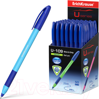 Ручка шариковая Erich Krause U-109 Neon Stick&Grip / 47612