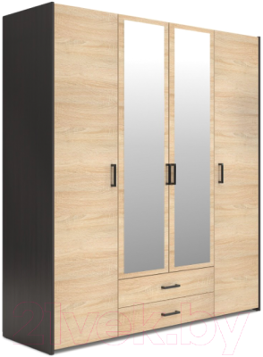 Шкаф Евва Венеция ВН-4D2Z2S (венге/дуб сонома) - фото