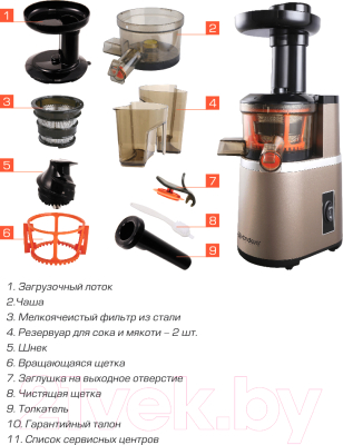 Соковыжималка электрическая Endever Sigma 92 (золото)