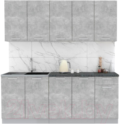 Кухонный гарнитур Интерлиния Мила Лайт 2.0 (бетон/бетон/кастилло темный) - фото