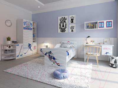 Шкаф-пенал Премиум Смарти открытый (белый/хоккей)