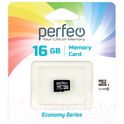 Карта памяти Perfeo MicroSDHC 16GB (Class 10) PF16GMCSH10ES - фото