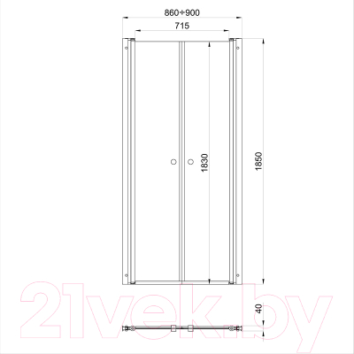 Душевая дверь Triton Дабл 90x185 (прозрачное стекло)