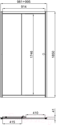 Душевая дверь Triton Слайд 100x185 (полосы стекло)