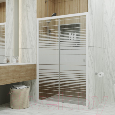 Душевая дверь Triton Слайд 100x185 (полосы стекло)