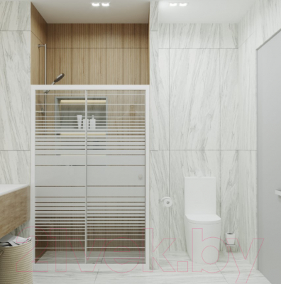 Душевая дверь Triton Слайд 100x185 (полосы стекло)