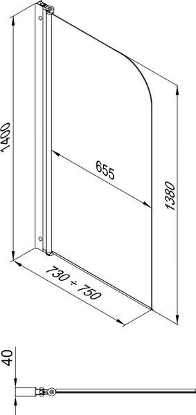 Стеклянная шторка для ванны Triton Соло 75x140