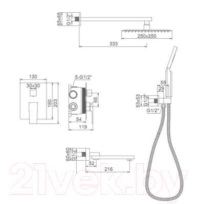 Душевая система со смесителем Ledeme L2478-2