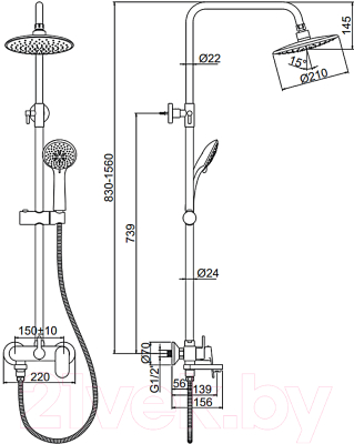 Душевая система со смесителем Ledeme L2410-1