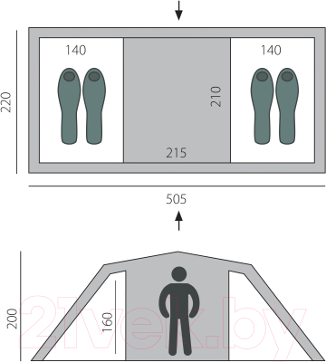 Палатка BTrace Ruswell 4 / T0263 (зеленый)