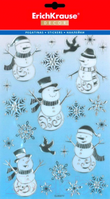 Набор наклеек на окно Erich Krause Decor Снеговики / 45723 - фото