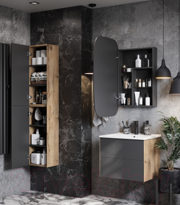 Шкаф с зеркалом для ванной Акватон Сохо 60 L (1A258302AJA0L)