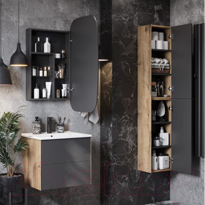 Шкаф с зеркалом для ванной Акватон Сохо 60 R (1A258302AJA0R)