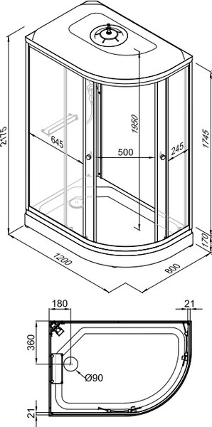 Душевая кабина Triton Коралл А 120x80 L