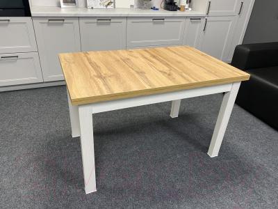 Обеденный стол Senira Кастусь 120-160x75 (дуб вотан/белый)