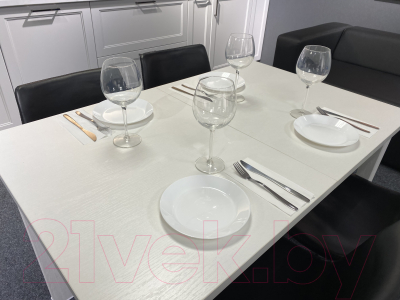 Обеденный стол Senira Кастусь 100-130x60 (белый/белый)