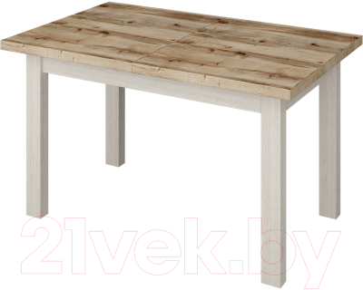Обеденный стол Senira Кастусь 110-145x70 (береза сандал/белый) - фото