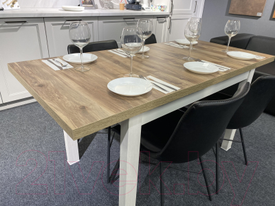 Обеденный стол Senira Кастусь 110-145x70 (береза сандал/белый)