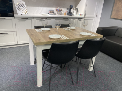 Обеденный стол Senira Кастусь 110-145x70 (береза сандал/белый)