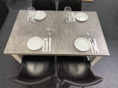 Обеденный стол Senira Кастусь 110-145x70 (бетон/белый)