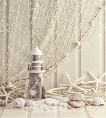 Шторка-занавеска для ванны JoyArty Маяк с декорациями / sc_9000 - фото