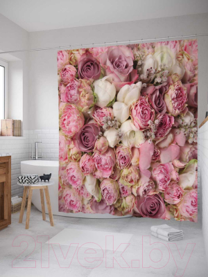 Шторка-занавеска для ванны JoyArty Розовый букет / sc_2740