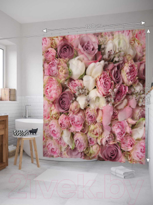 Шторка-занавеска для ванны JoyArty Розовый букет / sc_2740